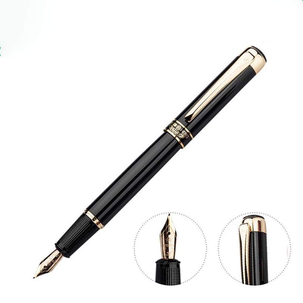 Stylo plume pointu droit stylo iridium écriture bureau calligraphie encre écriture papeterie fournitures de bureau (couleur : or)