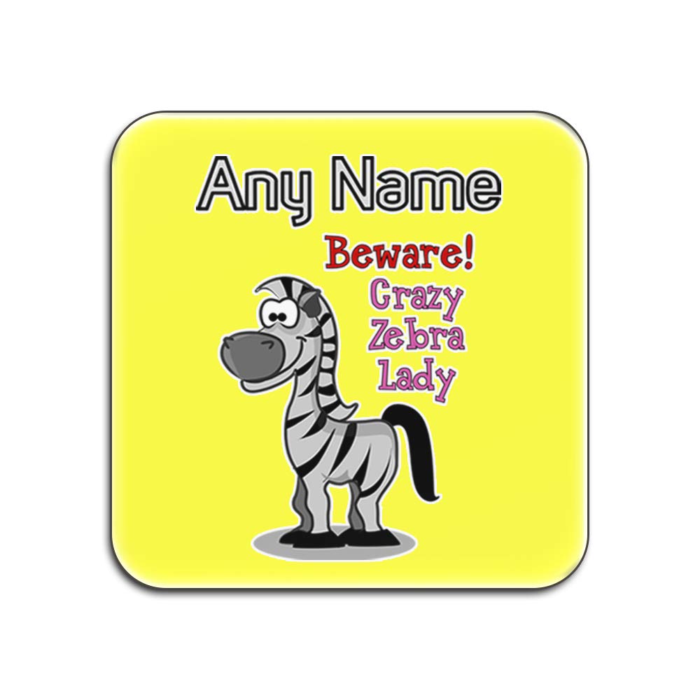 Sous-verres Crazy Zebra Lady brillants, lot de 4 dessous de verre carrés pour protéger vos tables