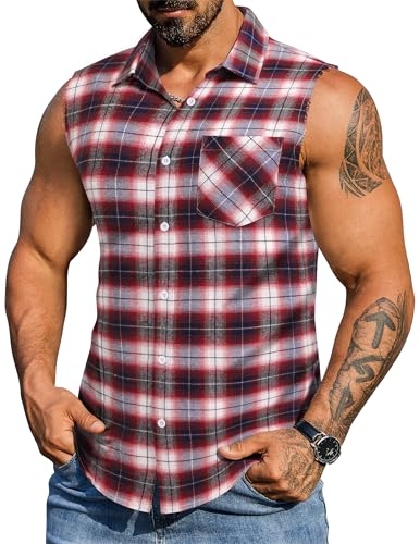 Chemise flanelle homme sans manches COOFANDY veste d'été légère avec poche