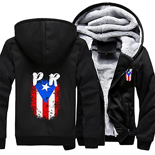 BAIKUTOUAN Puerto Rico PR Flag Men's Hoodies Thick Warm Lining Hooded Sweatshirt Zip-up Coat Casual Jacket3