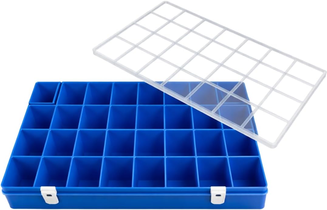 BIN BUDDY Crafter's 36 Compartment Box | 11.75" (29.8 cm) x 8" (20.3 cm) x 1.25" (3.2 cm) | 36 Uniform Compartments | Clear Acrylic | Sliding Lid | Ideal for Scrapbooking & Crafts