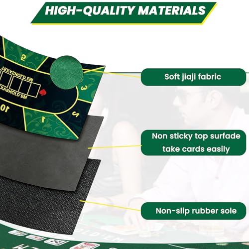 Image of PATPAT Blackjack & Poker Mat for Table Wear Resistant Rubber Mat Anti-Slip Table Mats for Poker Games (120CM*60CM Green)