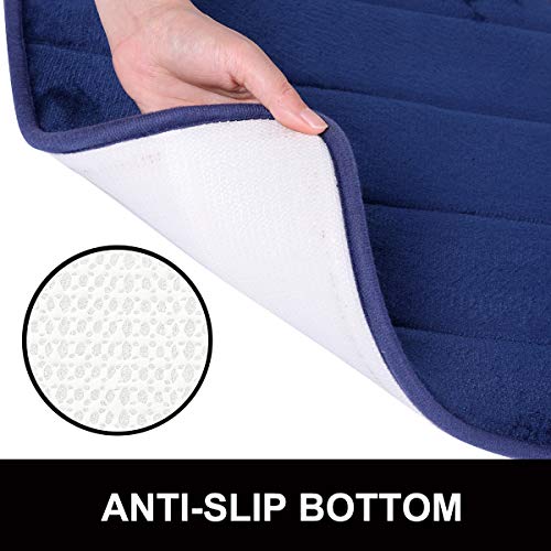 Buganda Memory Foam Contour Toilet Bath Rug, U-Shaped Non Slip Absorbent Thick Soft Washable Bathroom Rugs, Floor Carpet Bath Mat for Bathroom Sink Toilet (20" x 24", Navy Blue) - Thumbnail 5