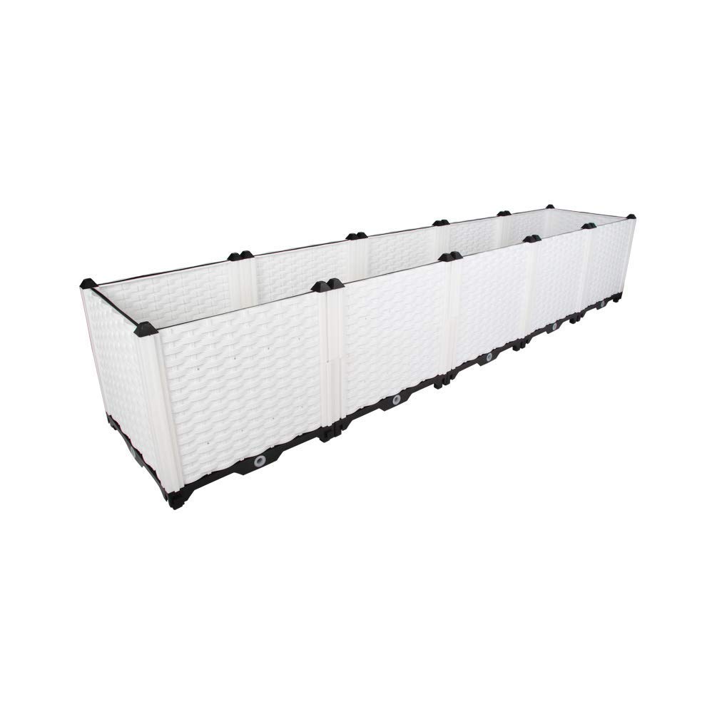 BAOYOUNI Raised Garden Bed Kit DIY Plastic Planter Box for Growing Fresh Vegetables, Herbs, Flowers & Succulents in Balcony, Rooftop, Patio or Yard, White, 76.77'' x 15.35'' x 14.96''