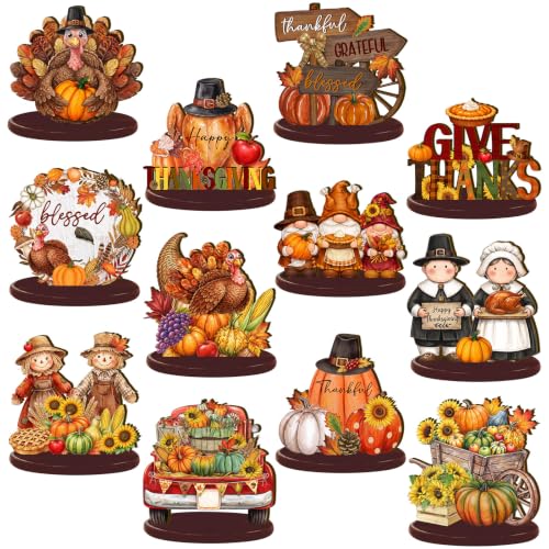 12-Piece Wooden Thanksgiving Decor