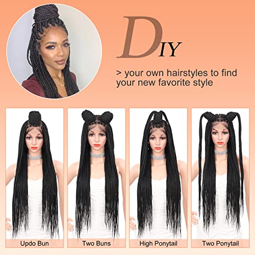 Brinbea 31 Inch 13X7" Lace Front Knotless Box Braided Wigs Hand-Braided Box Braided Wigs With Baby Hair For Women Japan-Made Synthetic Lightweight Twist Braids Hair Wigs #TOP2