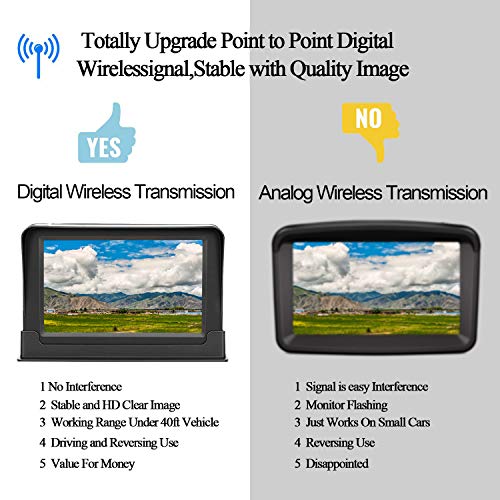 AMTIFO HD 1080P Digital Wireless Backup Camera System with 5'' Monitor for Cars,Pickups,Trucks,Small RVs,Campers,Rear/Front View,Guide Lines On/Off,IP69 Waterproof - Thumbnail 6