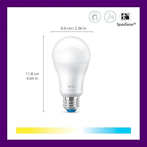 Miniatura 3 de WiZ 60W A19 - Bombilla inteligente LED blanca sintonizable, paquete de 1, E26, para interiores, se conecta a tu Wi-Fi existente, controla con voz o