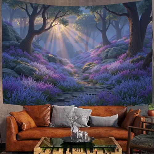 Tapisserie murale esthétique plantes tropicales grises MULERN 230x150cm