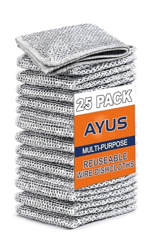 Image of AYUS Dish Washing Cloths for Kitchen Dishes, Super Claning Dish Rags, Cleaning Cloths 8x8 Inches (Non-Scratch Wire Dish Cloth, 15, Count)