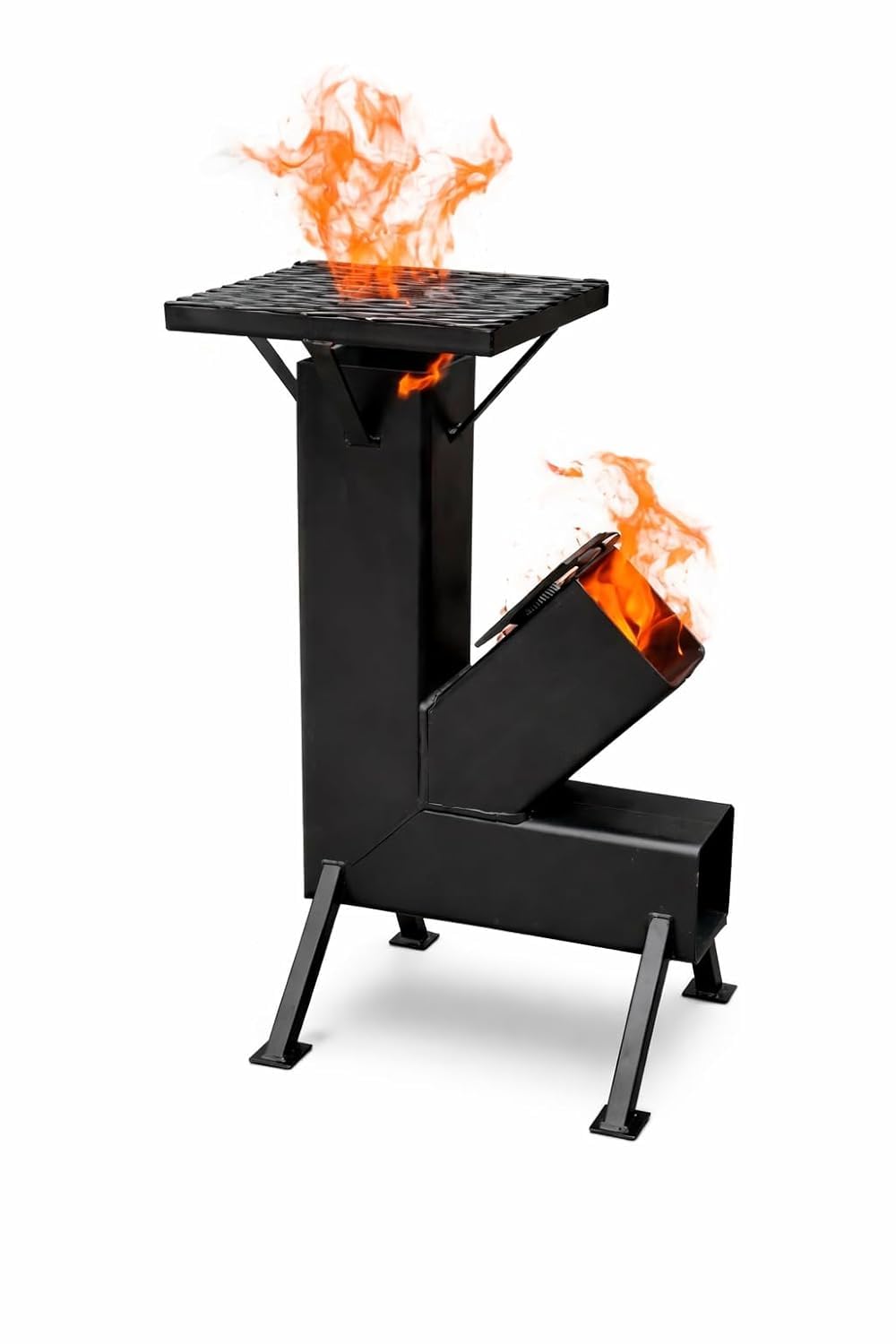 Wood Fired Rocket Stove Smokeless Stove for Home & Large Family | Lakdi Ka Mitti Ka Chulha Angeethi Sidgi | Outdoor Cooking Picnic Camping Hiking Barbeque BBQ | Heavy Duty | Metal (C)-picture-37