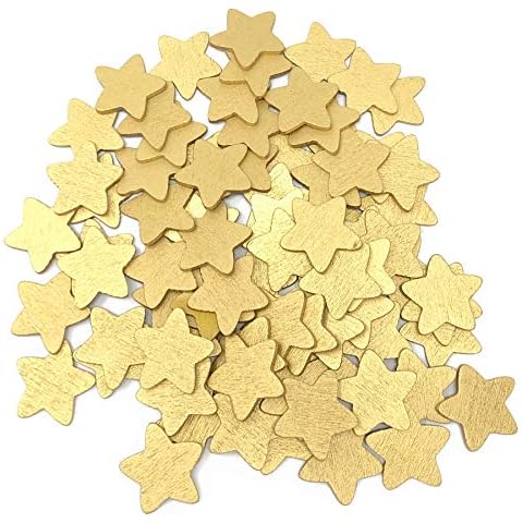 50pcs Gold 18mm Stars Wooden Shabby Chic Craft Scrapbook Vintage Wood Star Cover