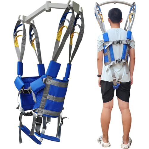 Patient Lift Sling Aids Standing Walking Gait Belt Supports Sitting Transfer Strap Seats Harness Assistance Elderly Senior Full Body Mobility Exercisers Blue