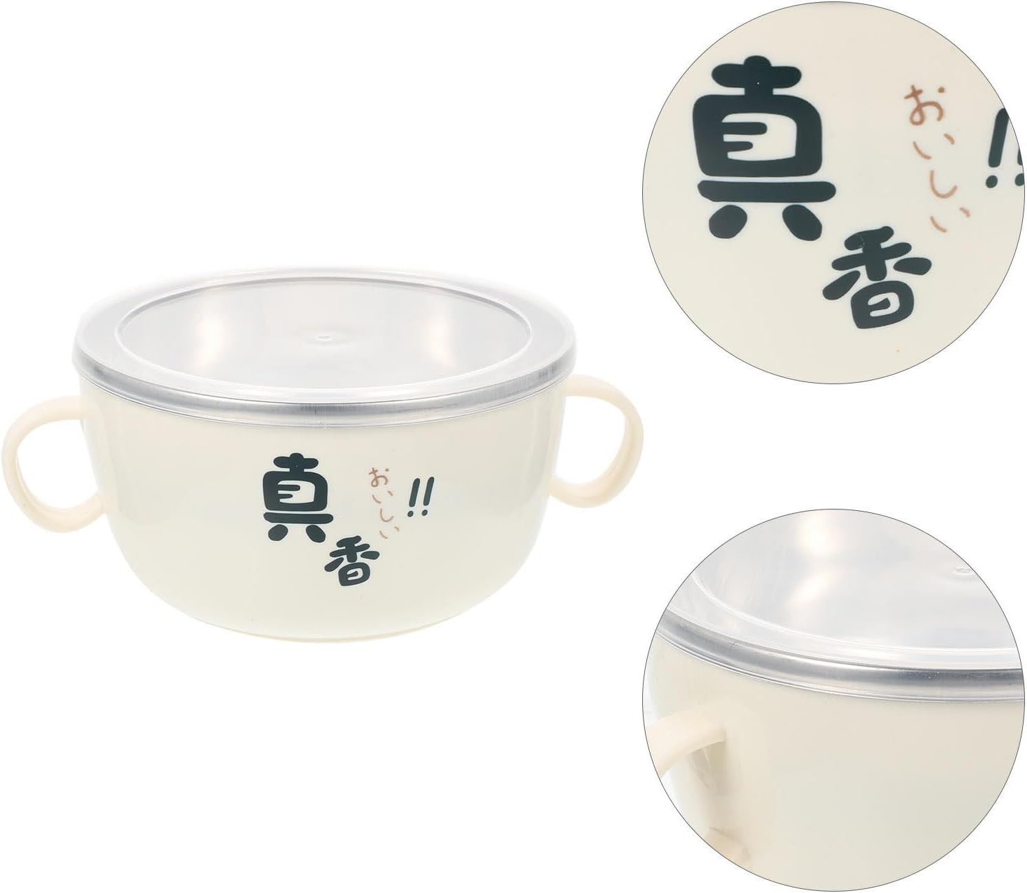 1150ml Stainless Steel Noodle Bowl Lid and Double Handles, Large Volume Design, Easy to Clean, for Family Gathering and Restaurant Baking