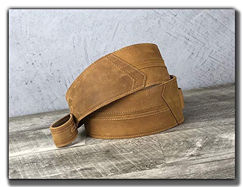 The Original "Straight Up" Full Grain Padded Leather Guitar Strap - For Electric, Acoustic And Bass Guitars By Anthology Gear (3" Width, Tobacco) #TOP4