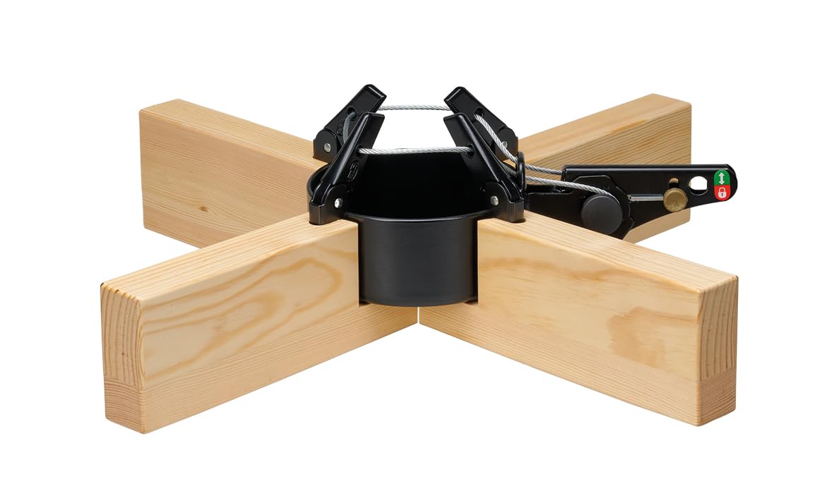 Krinner Design Christbaumständer Kopenhagen Kiefer Holz Weihnachtsbaumständer 50cm für Baumhöhen bis max. 2,5m mit Rundum-Einseil-Technik
