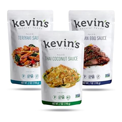 Kevin's Natural Foods Paleo Simmer Sauce Variety Pack - Stir-Fry Sauce, Gluten Free, No Preservatives, Non-GMO - 3 Pack (Teriyaki/Thai Coconut/Korean BBQ) Cover