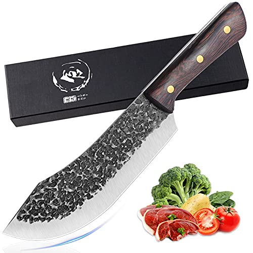 Handmade Forged Butcher Knife Full Tang Kitchen Chopper Outdoor Chef Knives High Carbon Steel Meat Cleaver for Home and Restaurant