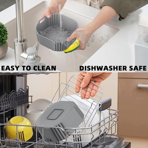 2 moldes de silicona para freidoras de aire caliente, accesorios para freidoras Chefman 2L Mini/Cosori 2L/Midea 2L/Aeco Cube 2.0, reutilizable Air Fryer silicona para 1 L – 2 L, Accesories Airfryer - imagen 5