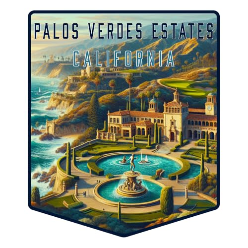 Palos Verdes Estates California Pentagon Shield Souvenir - 4-Inch Vinyl Sticker Palos Verdes Estates California Pentagon Shield Souvenir - 4-Inch Vinyl Sticker