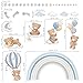 decalmile Rainbow Animal Wall Decals Hot Air Balloon Animals Bear Clouds Wall Stickers Baby Nursery Kids Bedroom Living Room Wall Decor