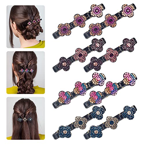 FOHYLOY Bandes de Cheveux en Tissu Satiné, 8 Pièces Pinces à Cheveux Tressées en Pierre de Cristal étincelante pour Les Femme, pour Les Femmes Noël Cadeau (A) Cover