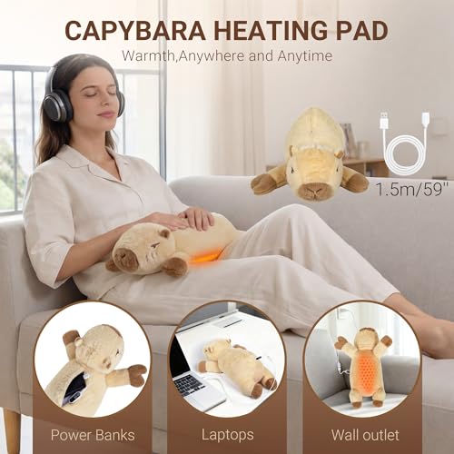 Image of Capybara Heating Pad Plush, USB Electric Heated Plush Cushion, Warm Gift for Women