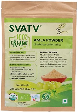 SVATV Organic Amla Powder II USDA Certified Emblica officinalis, Amalaki II 227g, 0.5 lb, 8 oz