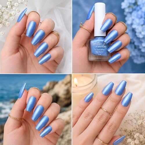 Image of Nail Polish for Women Metallic Finish Nail Paint 12 Toxin Free Long Lasting Quick Dry Vegan & Cruelty Free by Indie Nails (Aqua Gir)