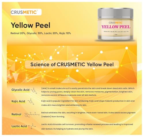 Image of Exfoliating Retinol Yellow peel| Improve Skin Texture | Removes Dead Skin Layer | Improves Skin Colour Tone| Fades Dark Spots| Men & Women| (15gm)