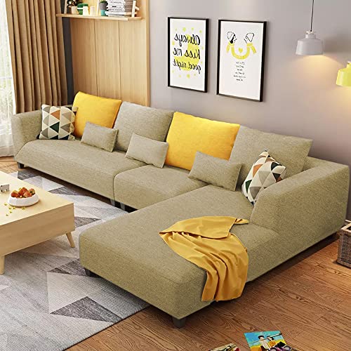 Image of Casaliving Minta RHS 6 Seater L Shape Sofa Set for Living Room (Cream Colour) Premium Fabric Sofa Set for Living Room Sofa