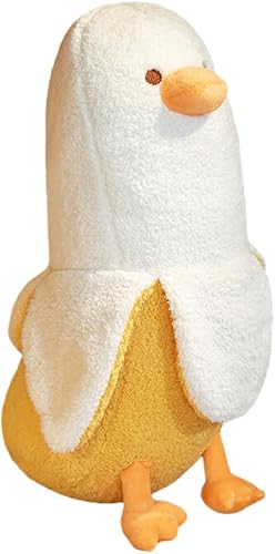 Srutirbo Peluche de pato de plátano, lindo animal de peluche de plátano, peluche de pato para abrazar, almohada para dormir para niñas y niños