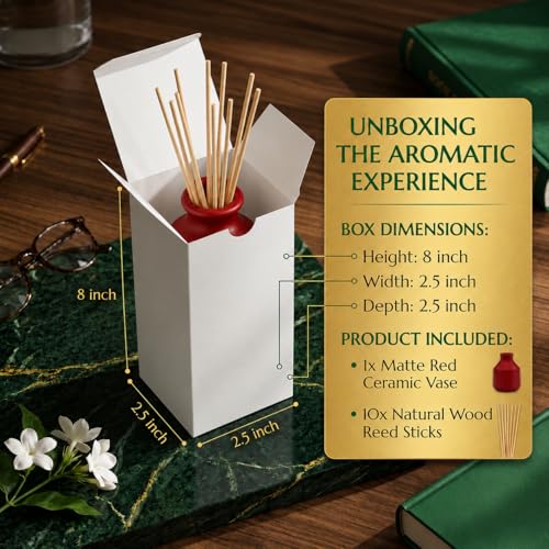 Image of Pure Source India Elegant Ceramic Reed Diffuser Pot - Decorative Aroma Diffuser Vase for Living Rooms, bedrooms, bathrooms, Offices, and entryways (Red)