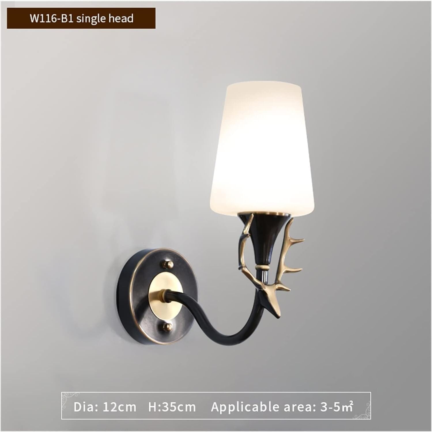 Miedziane poroże lampa ścienna sypialnia prosta lampka nocna salon przejście łazienka lustro lampa przednia, czarna