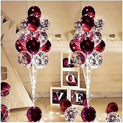 2 Sets Balloon Column Stand Kit with String Light Balloon Stand for Floor - Pearl pink balloons for Birthday Wedding Anniversary Party Decoration