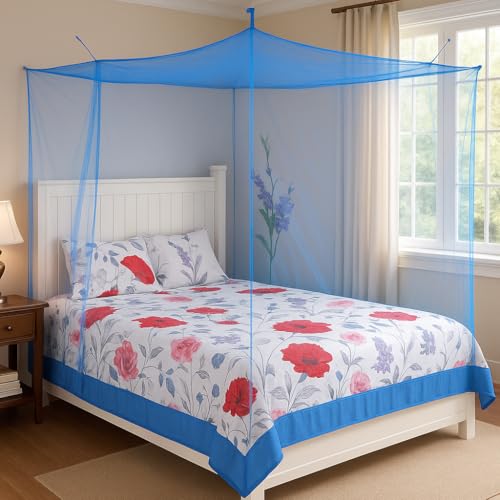 Image of ANS HDPE Mosquito Net for Queen Size Bed (5 x 6.5 ft), Durable Breathable Mesh Bed Net with Reinforced Border, Free Air Flow Insect Protection Net for Bedroom, for Home Use