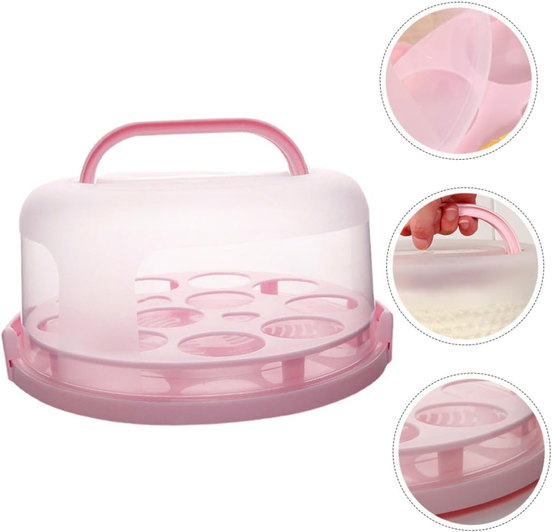 Portable Cake Carrier with Dome Lid and Easy-carry Handle Lightweight Birthday Cake Holder Cookies and Sweets Storage