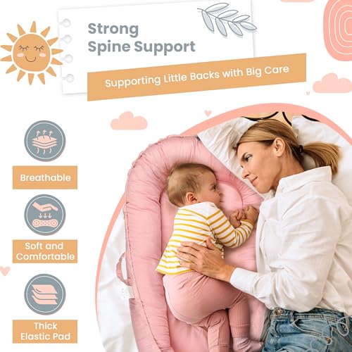 Image of Baby Lounger - Breathable & Soft Baby Lounger for Newborn 0-24 Months, Soft Portable Baby Lounger Pillow, Newborn Babies Essentials, Snuggle Lounger Me