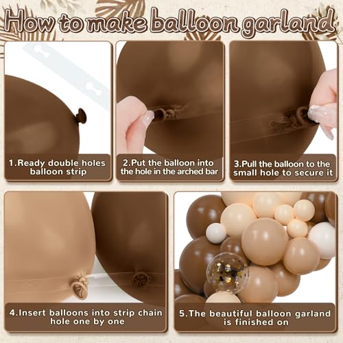 147Pcs Brown Balloons Garland Arch Kit, Different Size Brown Nude Boho Blush Tan Neutral Beige Gold Balloons for Woodland Bear Baby Shower Wedding Jungle Safari Birthday Party Decorations - Image 2