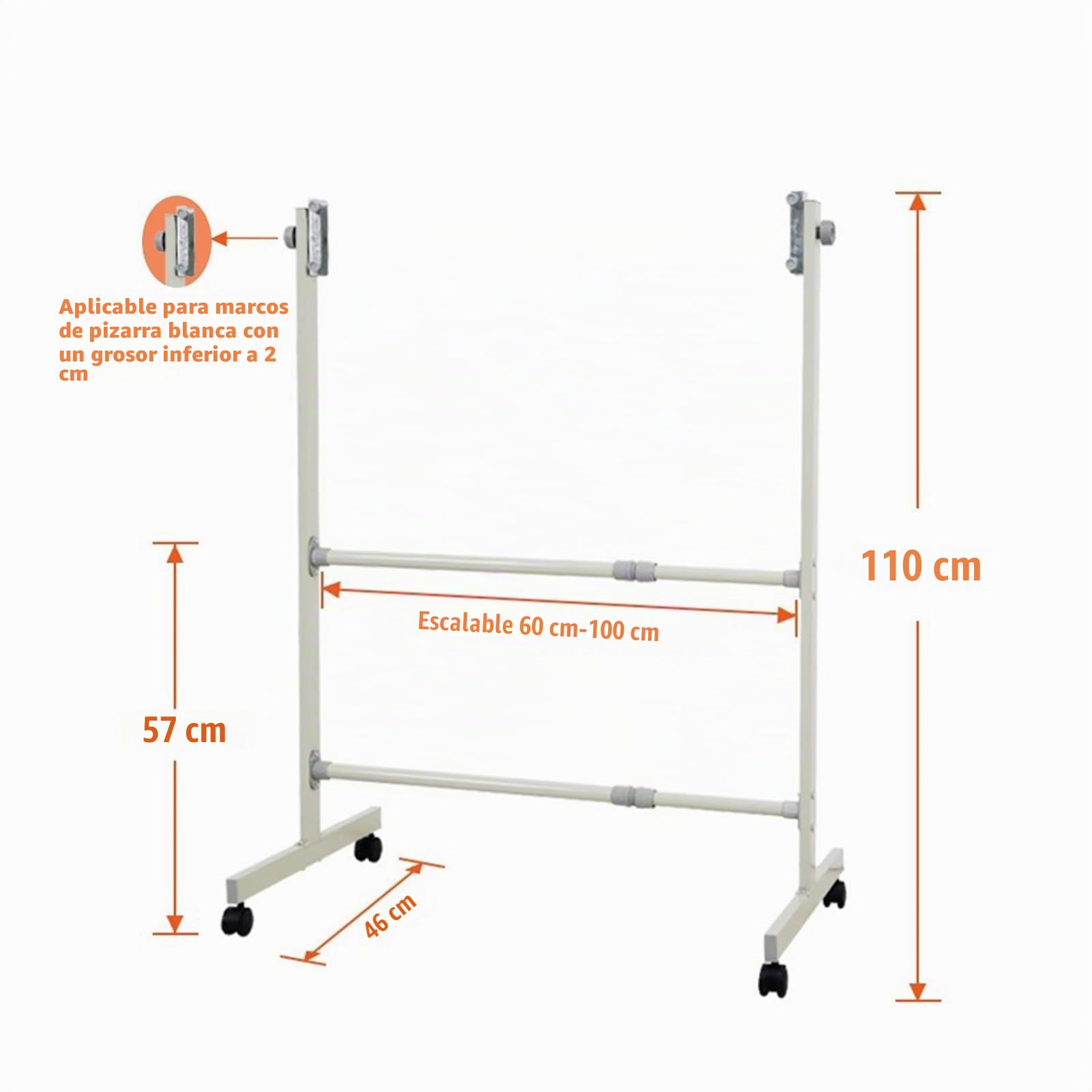 Soporte Móvil con Ruedas, para Pizarra Blanca De 36" X 24", Soporte Ajustable para Pizarra Blanca, Pizarra, Pizarra De Borrado En Seco