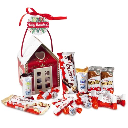 Onza Caja de chocolates originales para regalar Kinder Navidad. Pack Kinder Bueno con Chocolatinas mini individuales. Cesta kinder Chocolate, Schokobons, Kinder Card, Kinder Bueno Mini.