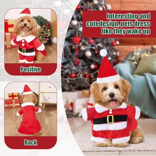 Chien Vêtements de Noël, Costume de Père Noël Chien et Chat avec Bonnet pour Petits Chiens Chats – Image 5