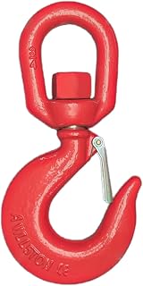 HENBOW 5 Ton Swivel Lifting Hooks,G80Tow Chain Hooks with Safety Latch,11000Lbs Safety Load Limit,Heavy Duty Alloy Steel Round Rotating Sling Towing Log Hook for Lifting and Towing