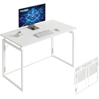 MUSSO F5 80 x 40 cm Folding Desk - No Assembly - White | 80 x 40 cm plate, foldable, assembly-free, home office, study and cr