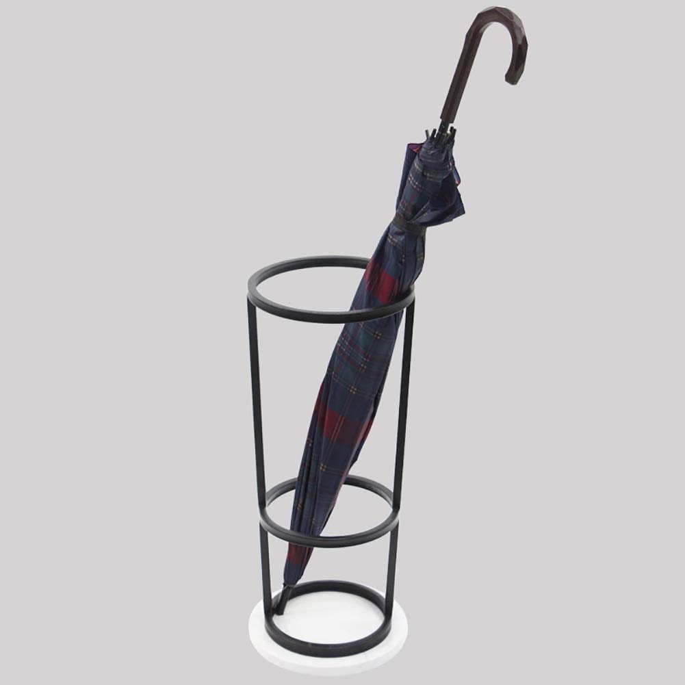 Portaombrelli autoportante in metallo con base in marmo, design rotondo, 25 x 55 cm, supporto nero per ingresso, atrio, casa e ufficio Sto Solut