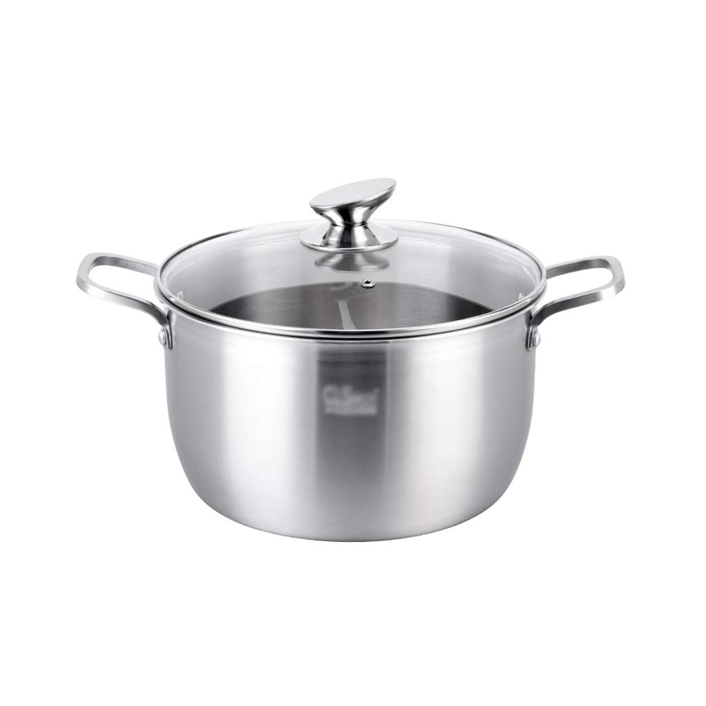 MYUYEE Stainless Steel Stockpot,Large Stock Pot Stockpot,304 Stainless Steel Pot,Thick Cooker, Instant Noodle Pot,Induction Cooker Gas,6 Sizes (Silver-26Cm*16Cm)
