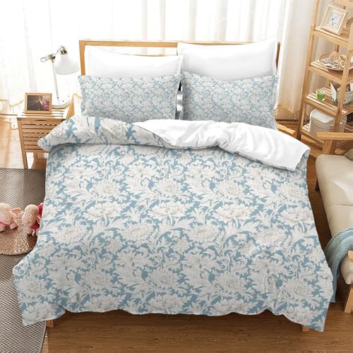 Housse de couette imprimé 3D floral microfibre confortable pour lit double - 3