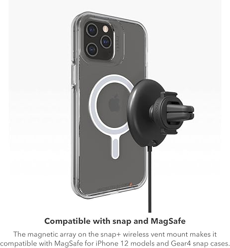 Miniatura 6 de Mophie Snap+ Cargador universal inalámbrico de montaje en ventilación, carga de 15 W, posicionamiento magnético para una colocación precisa,