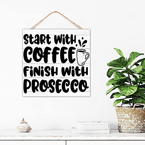Panneau mural bois Start with Coffee décoration murale vintage