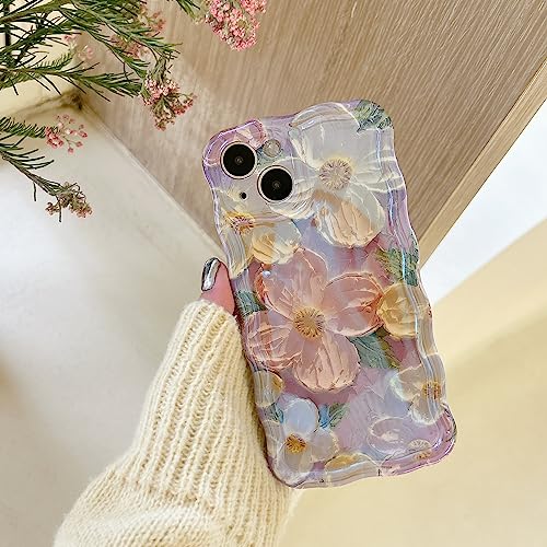 QLTYPRI iPhone 15ケースTPUカバー おしゃれ 韓国 可愛い 花柄 薄型 軽量 耐衝撃 スマホケース ワイヤレス充電対応 ストラップホール付き アイフォン15 ケース 6.1インチ 対応 - ピンク